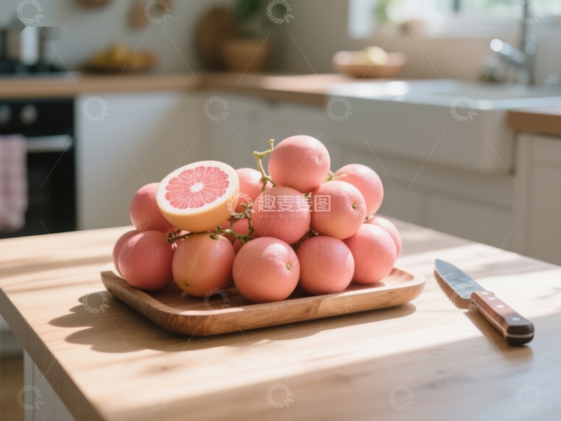 高清大图下载【趣麦麦图】厨房台面上的葡萄柚