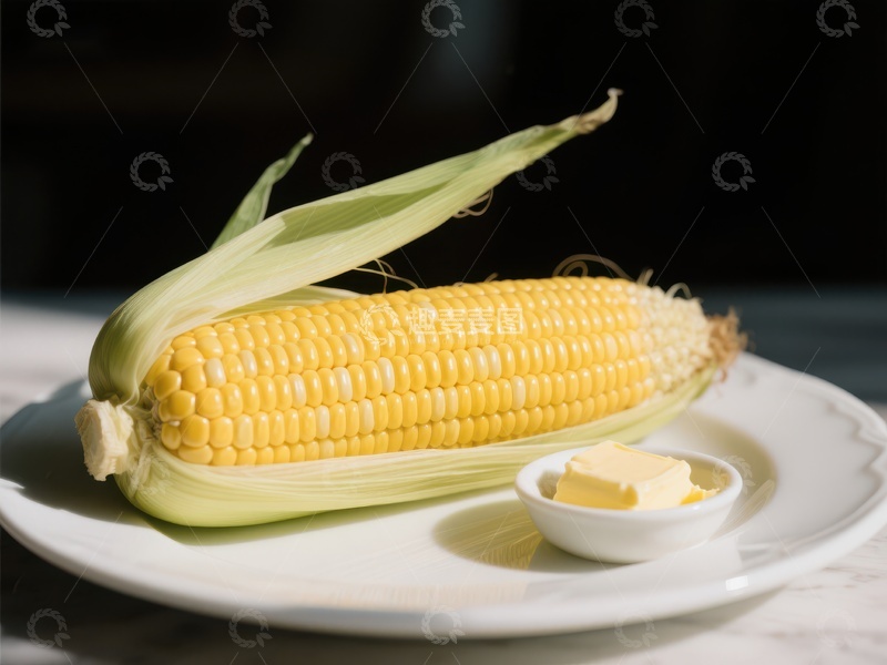 高清大图下载【趣麦麦图】新鲜玉米配黄油，简约美食