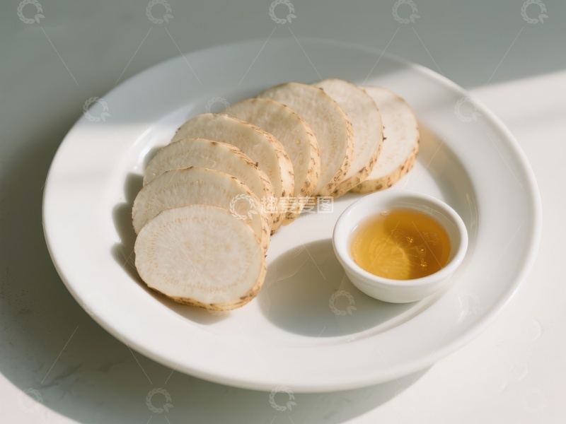 高清大图下载【趣麦麦图】白萝卜片配酱碟