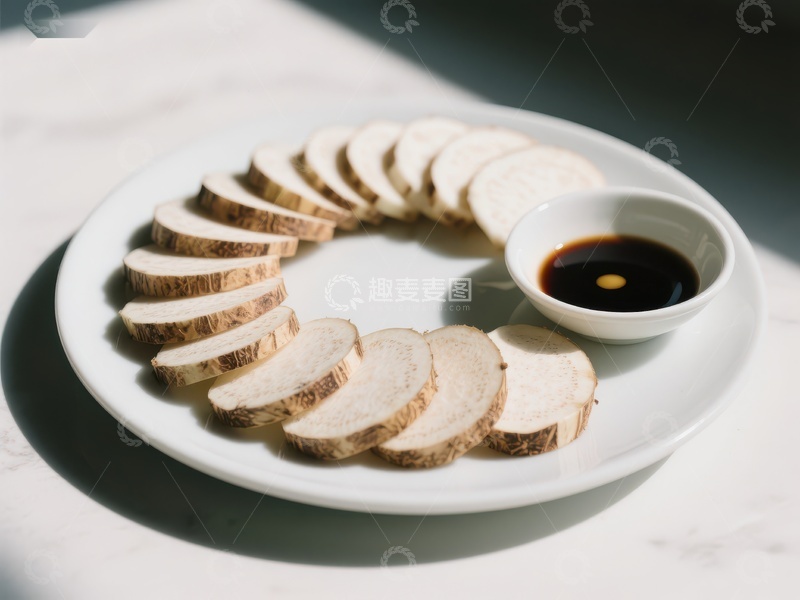 高清大图下载【趣麦麦图】切片山药配酱油碟