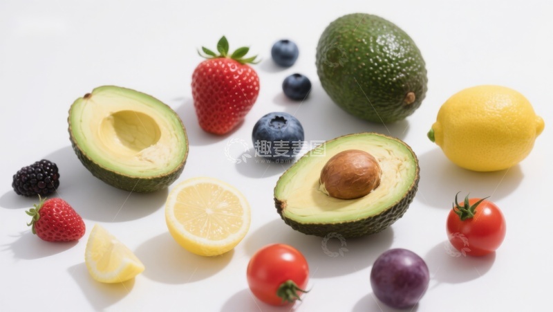 高清大图下载【趣麦麦图】新鲜水果与蔬菜的色彩组合