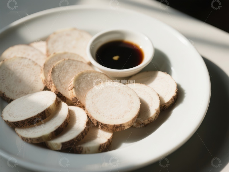 高清大图下载【趣麦麦图】切片山药配酱油碟