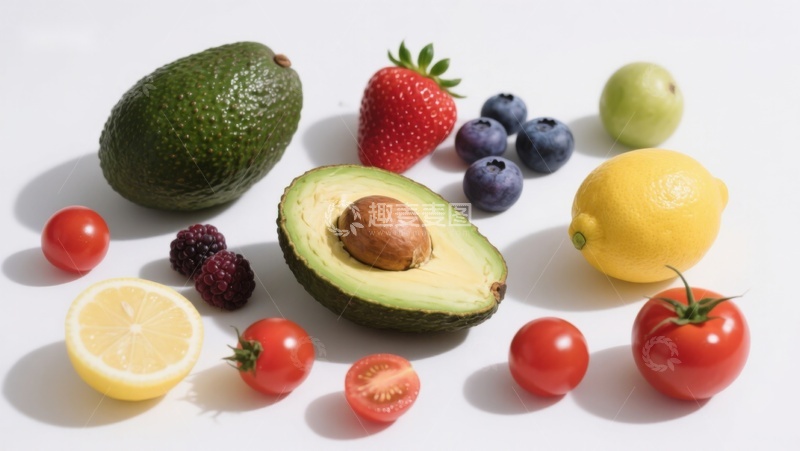 高清大图下载【趣麦麦图】新鲜水果与蔬菜的色彩组合