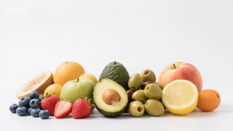 高清大图下载【趣麦麦图】新鲜水果与橄榄的健康组合