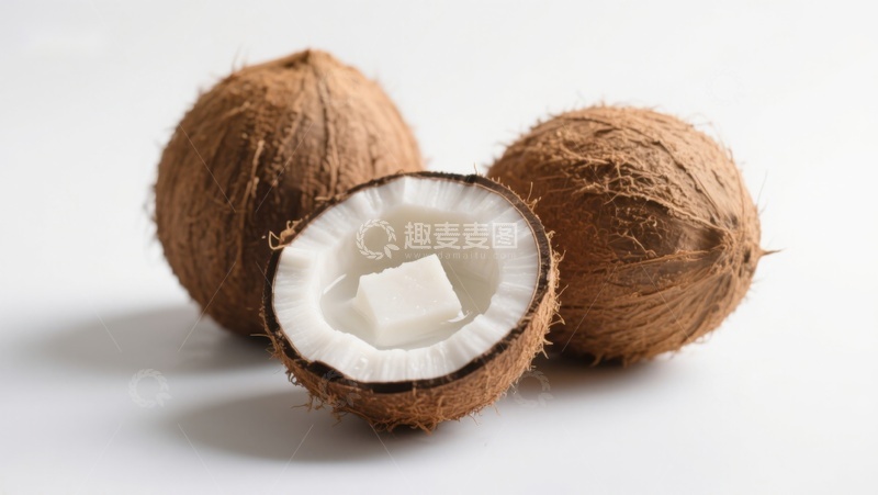 高清大图下载【趣麦麦图】新鲜椰子与椰肉特写