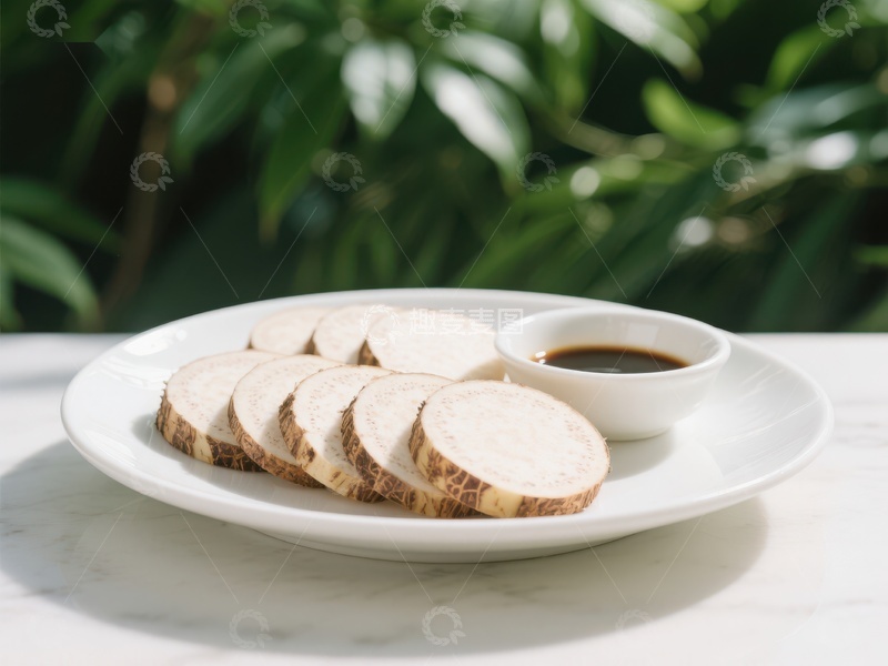 高清大图下载【趣麦麦图】切片山药配酱油碟