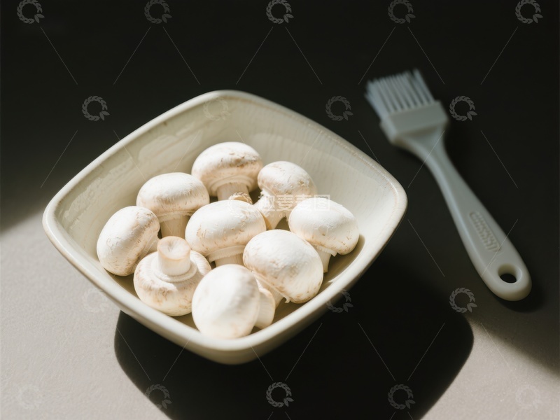 高清大图下载【趣麦麦图】新鲜蘑菇与刷子静物图
