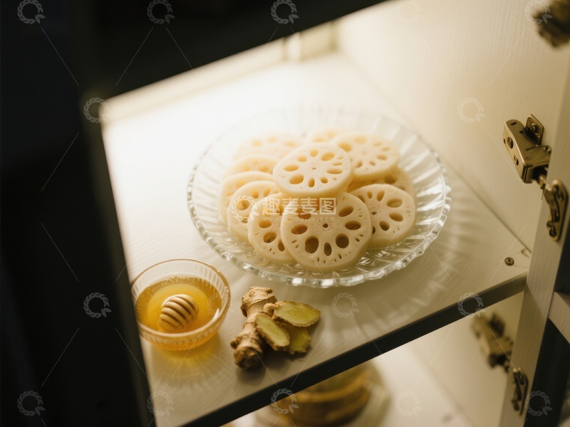 高清大图下载【趣麦麦图】莲藕片与蜂蜜的清新组合