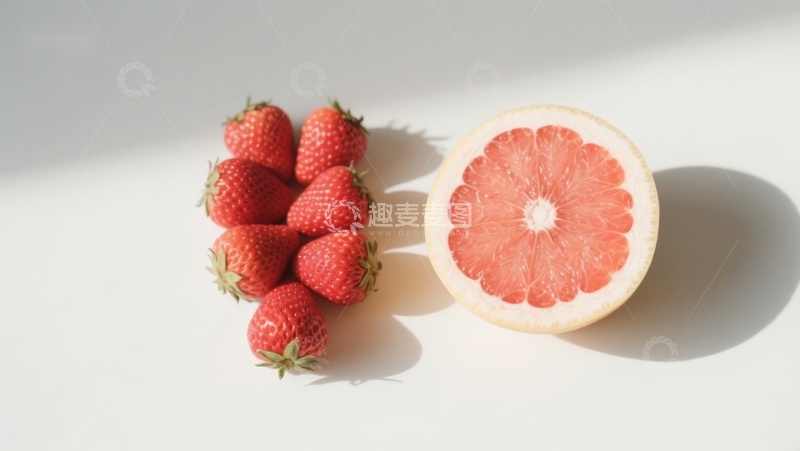 高清大图下载【趣麦麦图】草莓与葡萄柚的清新组合