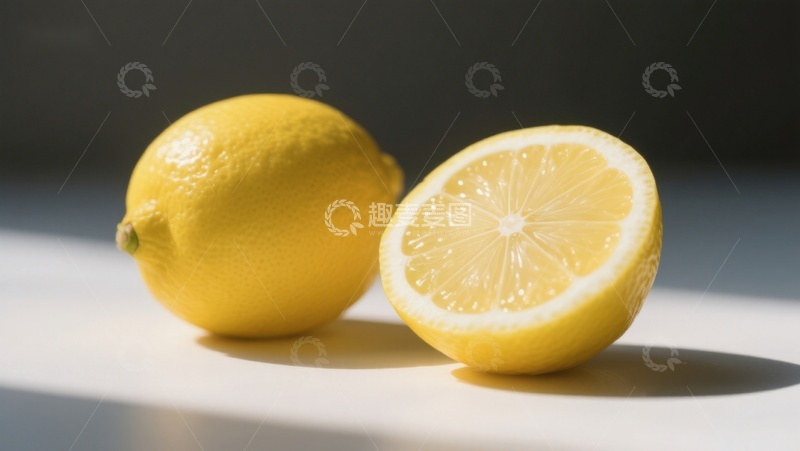 高清大图下载【趣麦麦图】新鲜柠檬，一半切开展示