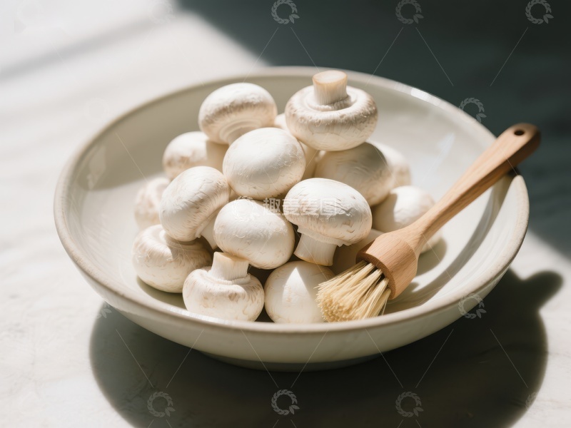 高清大图下载【趣麦麦图】新鲜蘑菇置于白色碗中
