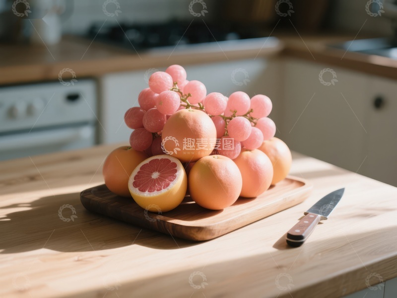 高清大图下载【趣麦麦图】厨房台面上的水果组合