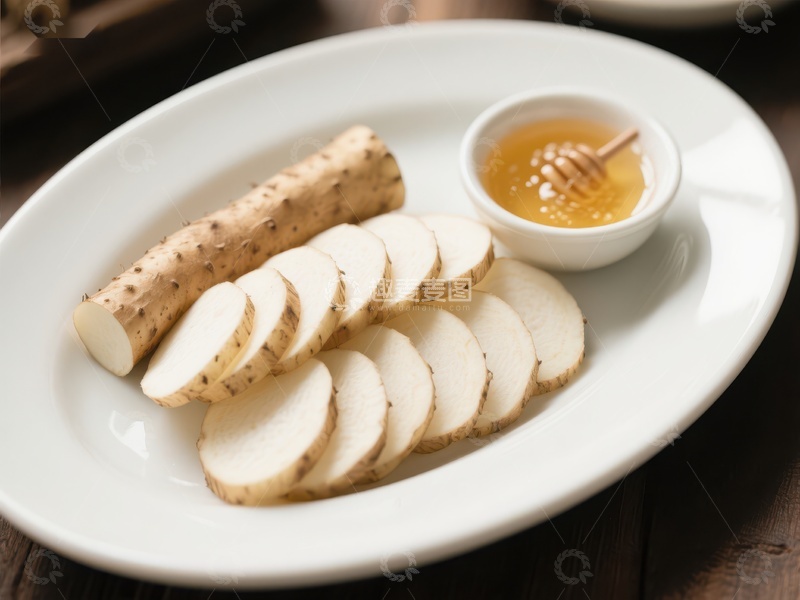 高清大图下载【趣麦麦图】新鲜山药切片配蜂蜜