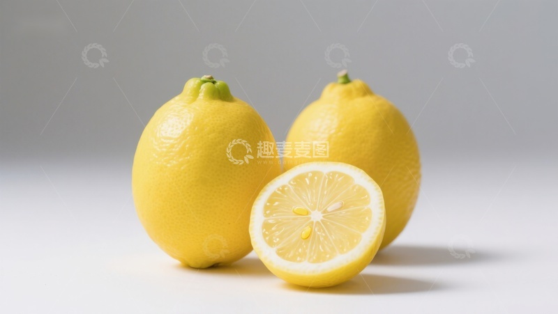 高清大图下载【趣麦麦图】新鲜柠檬，一半切开展示