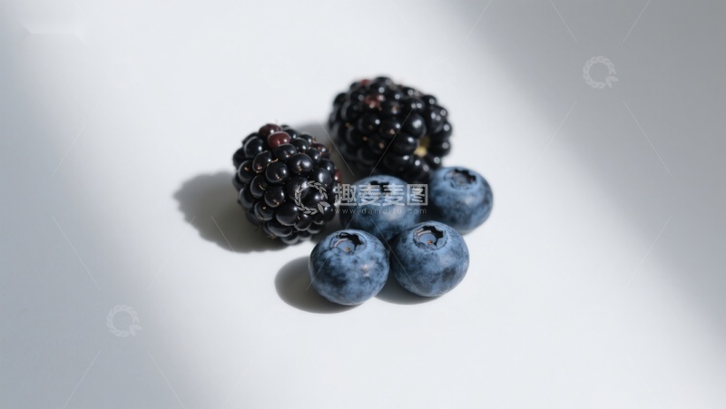 高清大图下载【趣麦麦图】蓝莓与黑莓的静物组合