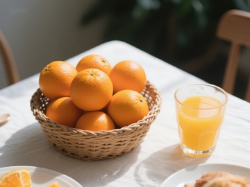 橙子与橙汁：清新早餐