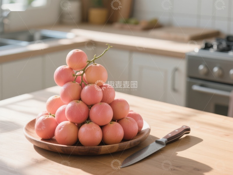 高清大图下载【趣麦麦图】-厨房台面上的桃子堆