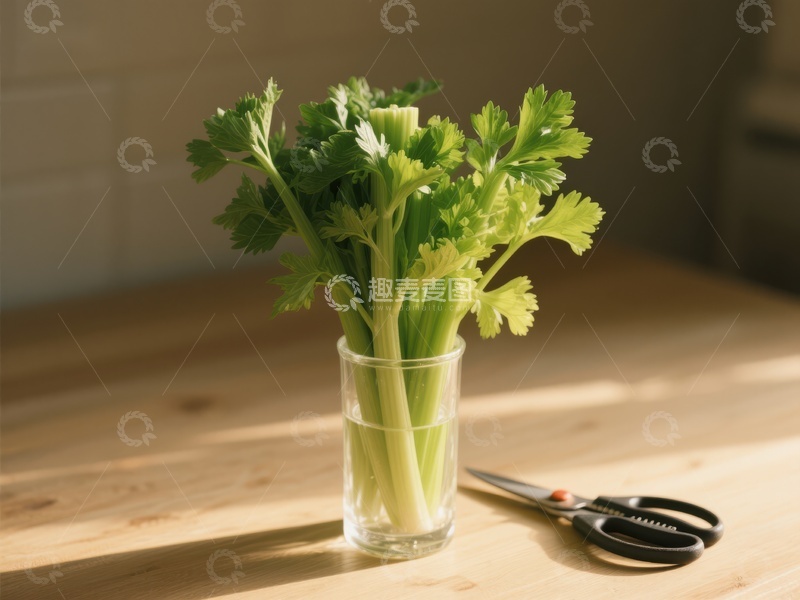 水培芹菜与剪刀静物