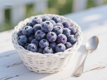 篮子里的冰冻蓝莓