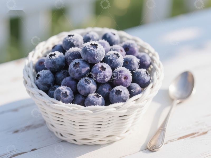 高清大图下载【趣麦麦图】篮子里的冰冻蓝莓