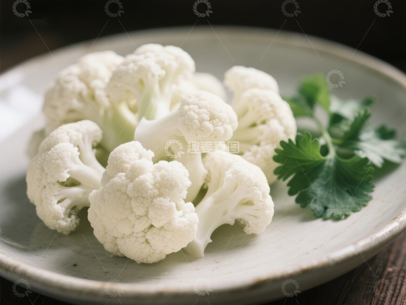 高清大图下载【趣麦麦图】新鲜花椰菜与香草装饰
