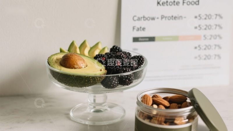 高清大图下载【趣麦麦图】健康饮食：牛油果、黑莓与坚果的组合