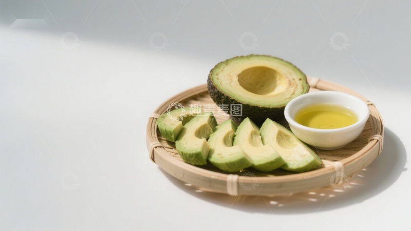 高清大图下载【趣麦麦图】新鲜牛油果切片与橄榄油
