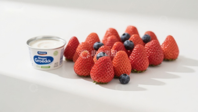 高清大图下载【趣麦麦图】酸奶与草莓的清新组合