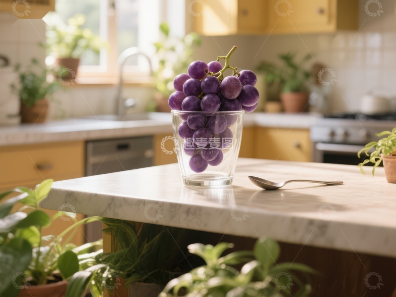 高清大图下载【趣麦麦图】厨房台面上的葡萄