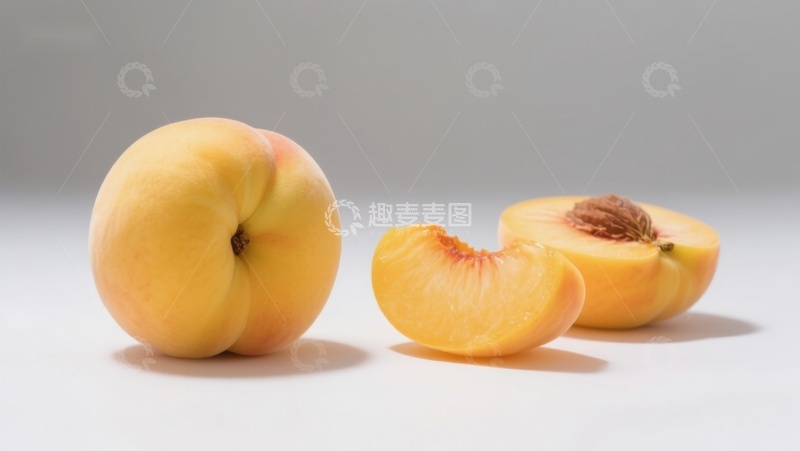 高清大图下载【趣麦麦图】新鲜桃子与切片展示