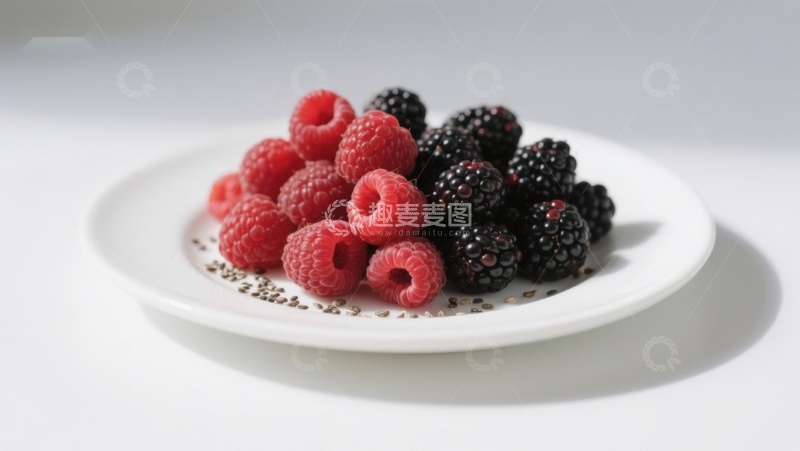 高清大图下载【趣麦麦图】新鲜覆盆子与黑莓的美味组合
