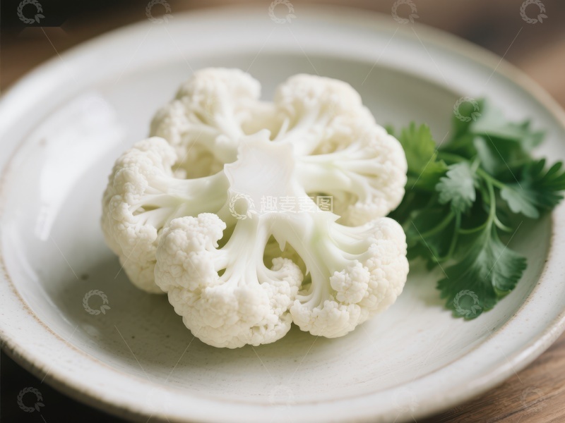 高清大图下载【趣麦麦图】新鲜花椰菜与香菜的静物展示