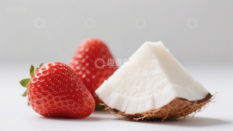 高清大图下载【趣麦麦图】草莓与椰子肉的清新组合