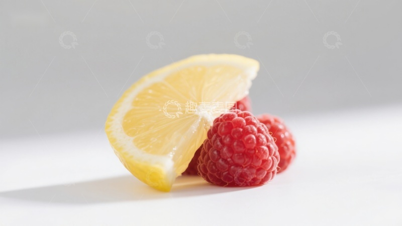 高清大图下载【趣麦麦图】柠檬片与覆盆子的清新组合