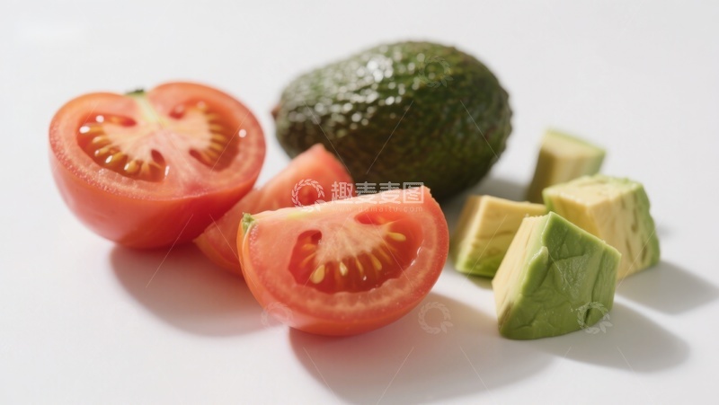高清大图下载【趣麦麦图】新鲜番茄与牛油果切块