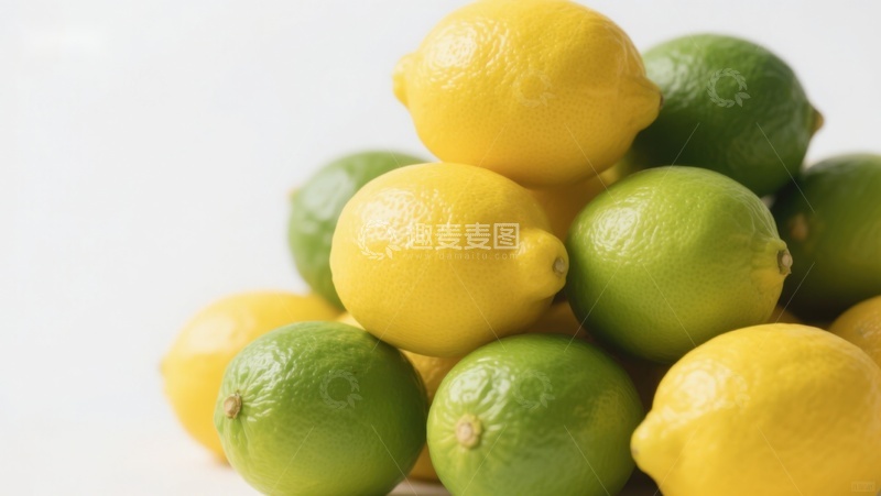 高清大图下载【趣麦麦图】新鲜柠檬与青柠堆叠
