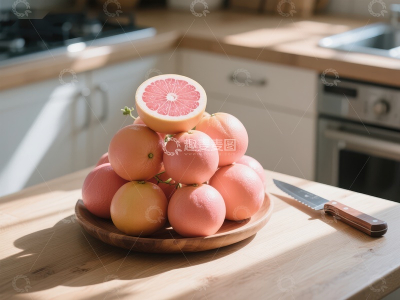 高清大图下载【趣麦麦图】厨房台面上的柚子堆