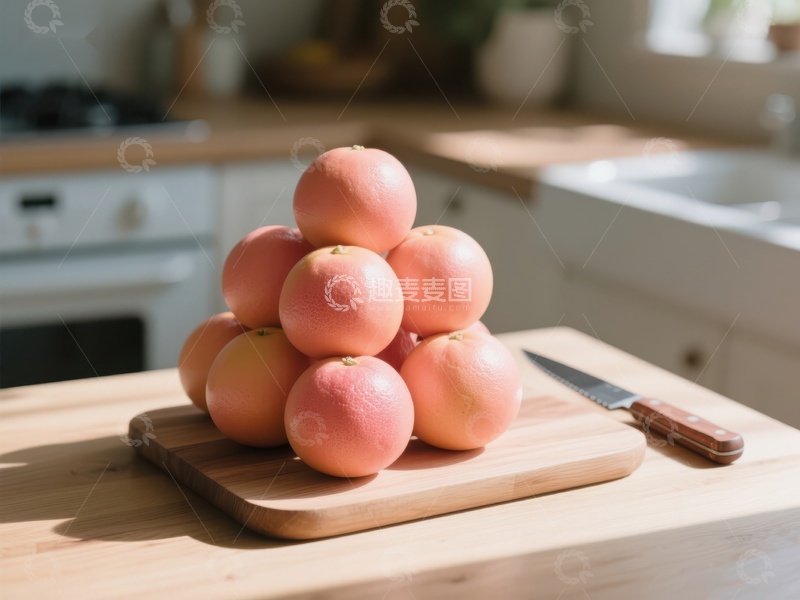 高清大图下载【趣麦麦图】厨房台面上的葡萄柚堆
