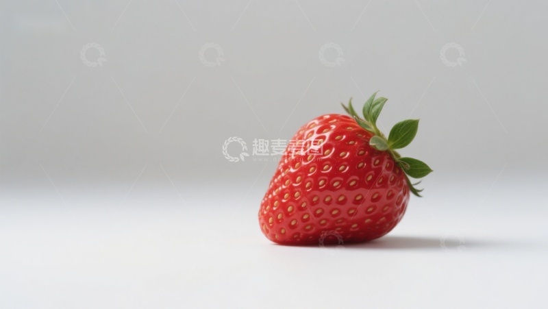 高清大图下载【趣麦麦图】新鲜草莓静置于白色背景