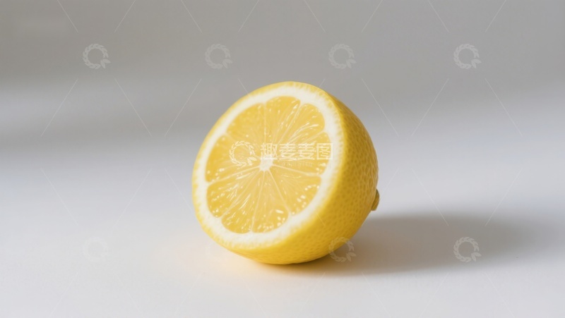 高清大图下载【趣麦麦图】切开的柠檬，展示鲜艳黄色果肉