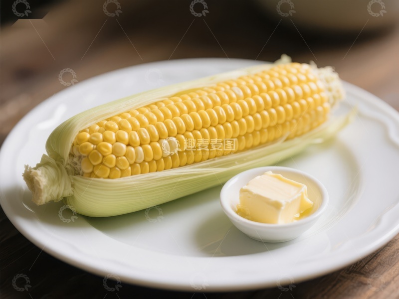 高清大图下载【趣麦麦图】新鲜玉米配黄油，美味健康