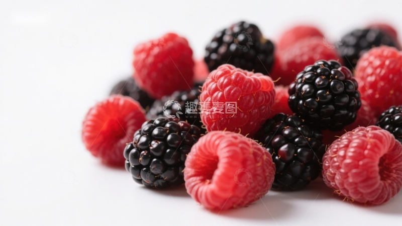 高清大图下载【趣麦麦图】新鲜红黑莓果堆叠