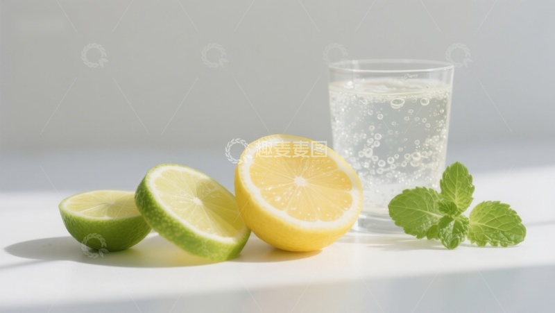 高清大图下载【趣麦麦图】柠檬薄荷水清新特写