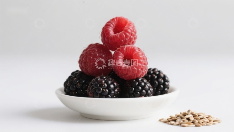 高清大图下载【趣麦麦图】新鲜浆果与麦片的健康组合