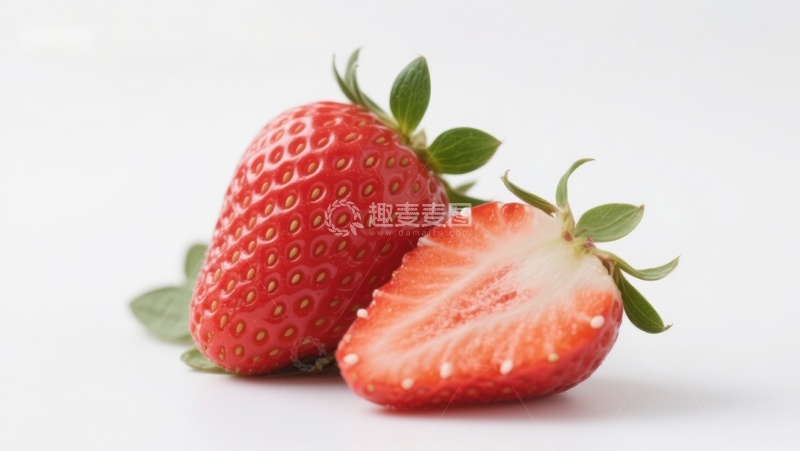 高清大图下载【趣麦麦图】新鲜草莓与切片展示