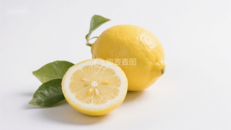 高清大图下载【趣麦麦图】新鲜柠檬切片与绿叶