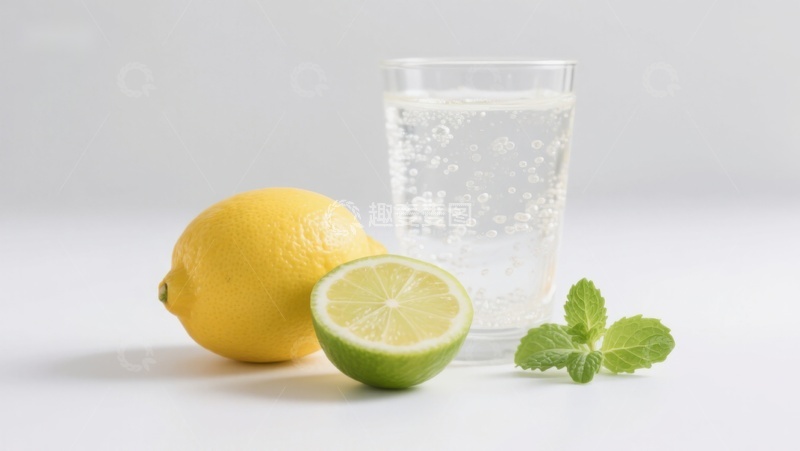 高清大图下载【趣麦麦图】柠檬薄荷气泡水清新组合