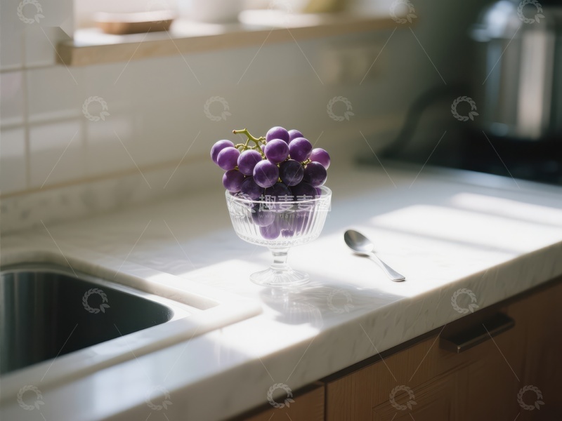 高清大图下载【趣麦麦图】厨房台面上的葡萄