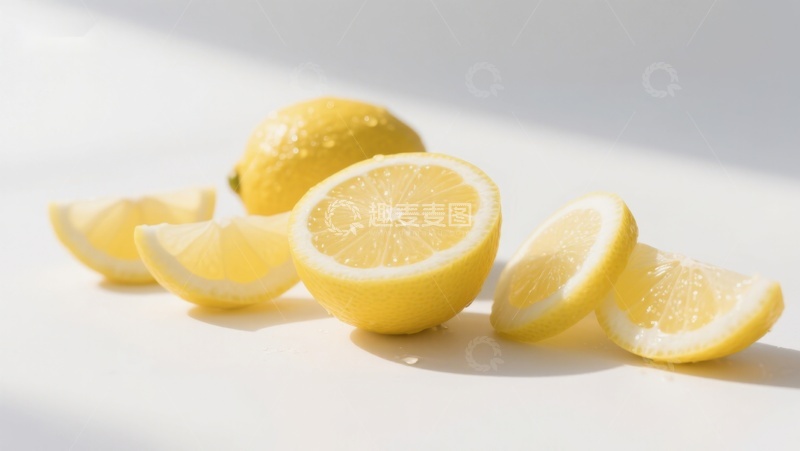 高清大图下载【趣麦麦图】新鲜柠檬切片，阳光下的自然美味