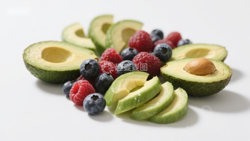 高清大图下载【趣麦麦图】新鲜切片牛油果与浆果组合